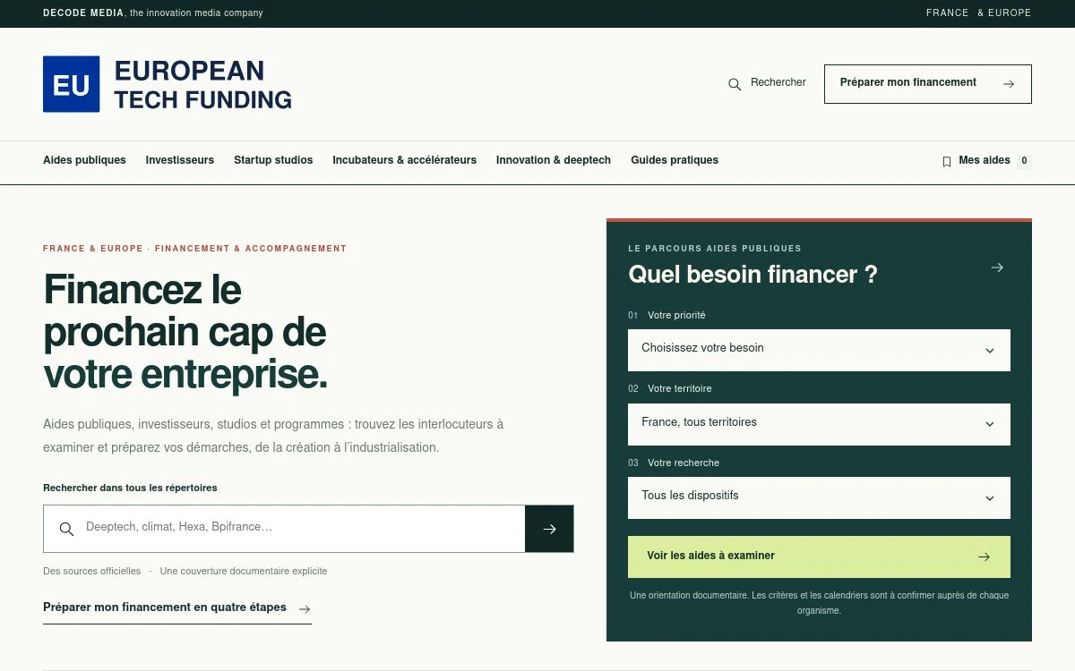 Aperçu de EUROPEAN TECH FUNDING